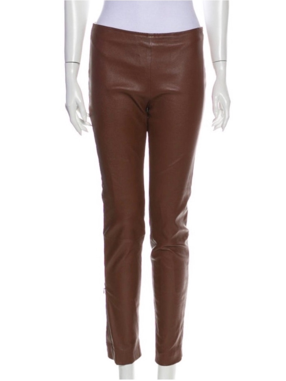 The Row Dark Brown Skinny Leather Pants